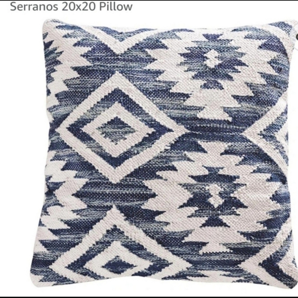 2 new kilim style pillow covers blues cream 20x20